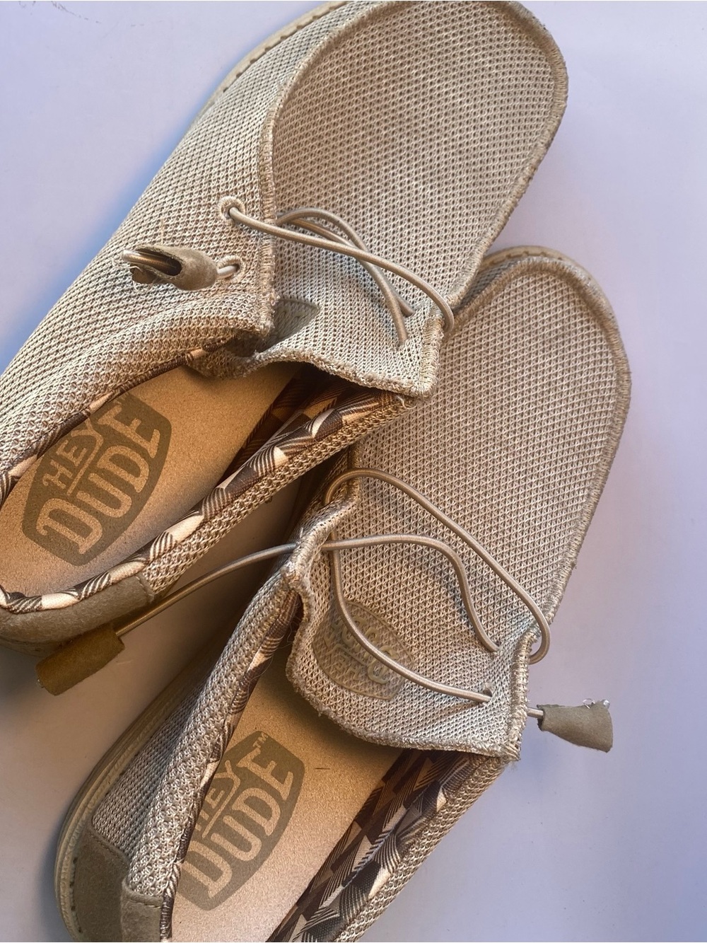 Hey Dude Wally Mens Size 11 Stone Tan Mesh Loafers Casual Lightweight Shoes